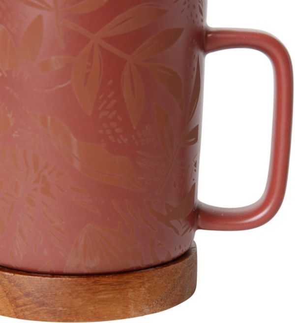 MUG W/F SOLOR TERRACOTTA 35CL STONEWARE+ACACIA