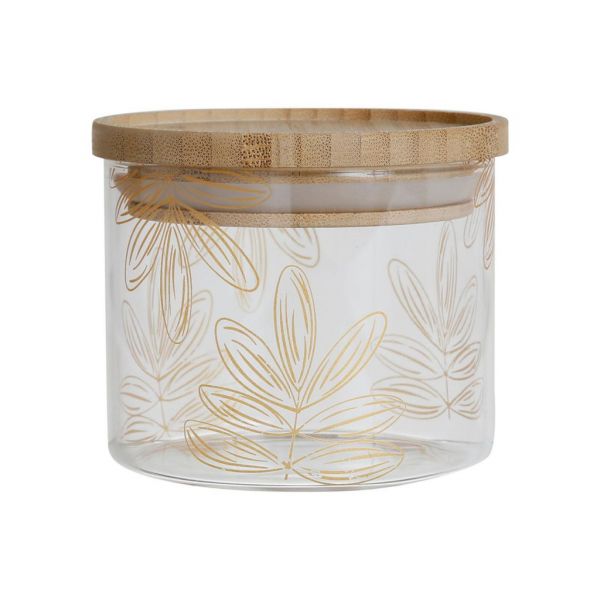 POT W/LID FLAURAL GLD D9.5H7.5 BOROSILICATE+BAMBOO