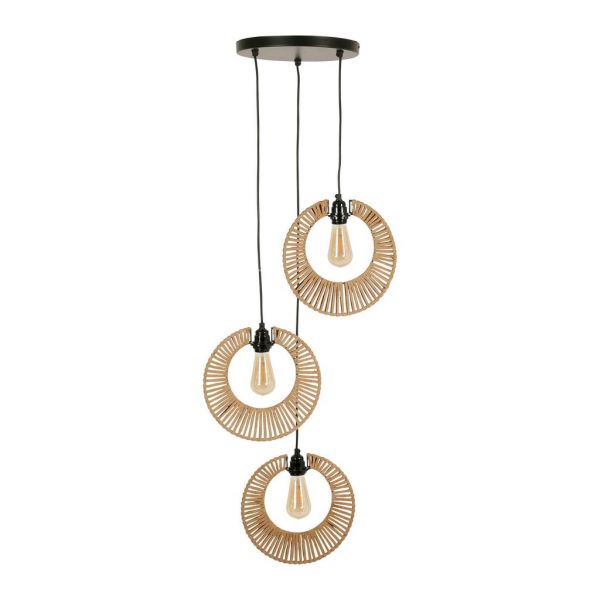 CEILING LAMP 3L SAORI NT+BLACK 40X15X131 JUTE+IRON