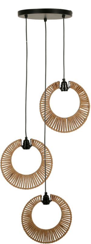 CEILING LAMP 3L SAORI NT+BLACK 40X15X131 JUTE+IRON