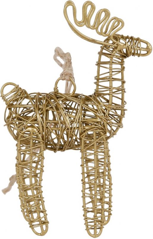 HANGING REINDEER SANTA GOLD 7X3XH11CM IRON