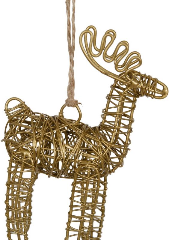 HANGING REINDEER SANTA GOLD 7X3XH11CM IRON