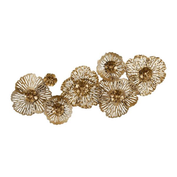 FLORAL WALL DECORATION ROSALIE GOLD 81.5X34X4 IRON