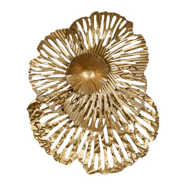 FLORAL WALL DECORATION ROSALIE GOLD 23.5X28X4 IRON
