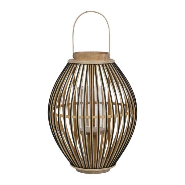 LANTERN BAMBOU BLACK D30.5XH41CM BAMBOO+GLASS