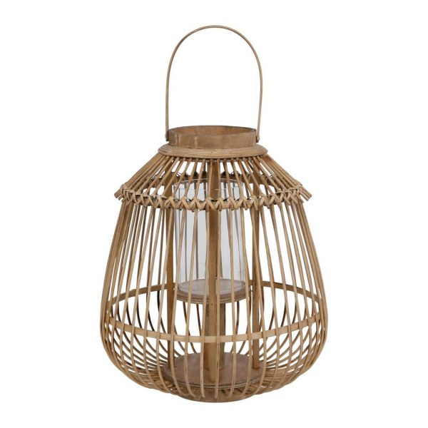 LANTERN BAMBOU NATURAL D32XH37CM BAMBOO+GLASS