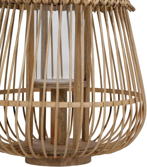 LANTERN BAMBOU NATURAL D32XH37CM BAMBOO+GLASS