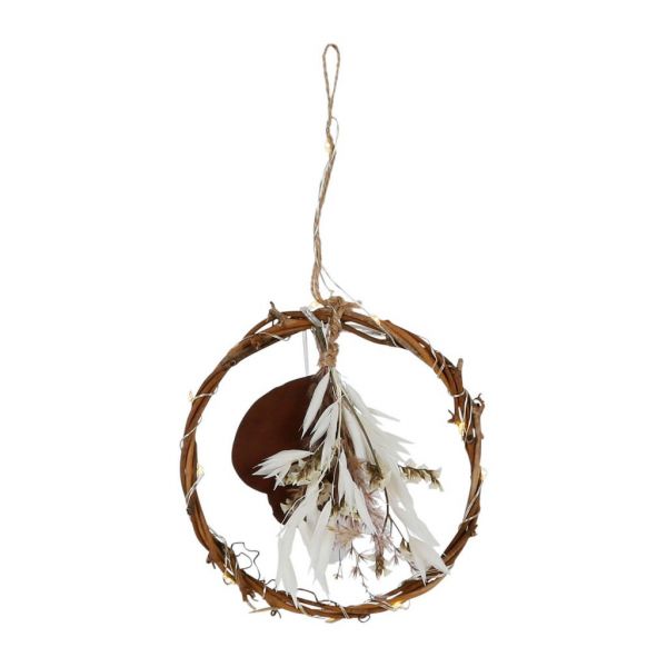 HANGING DECO 10L WREATH LIMONIUM BROWN D25 RATTAN