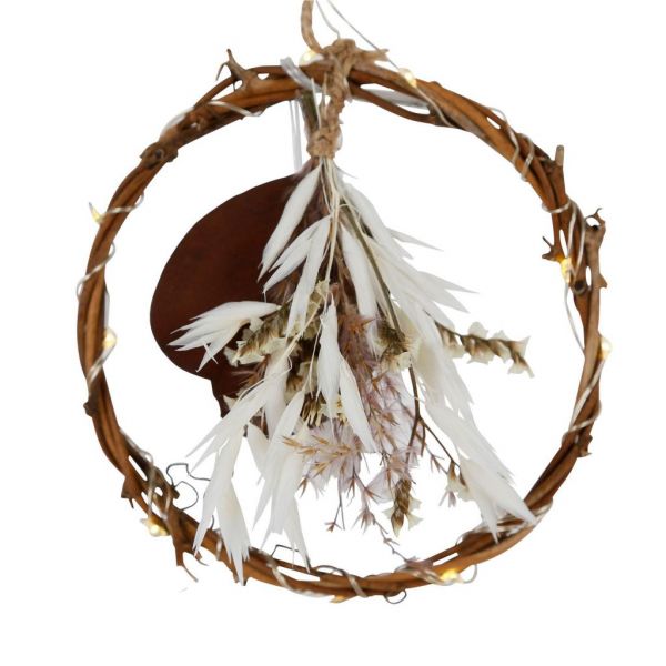 HANGING DECO 10L WREATH LIMONIUM BROWN D25 RATTAN