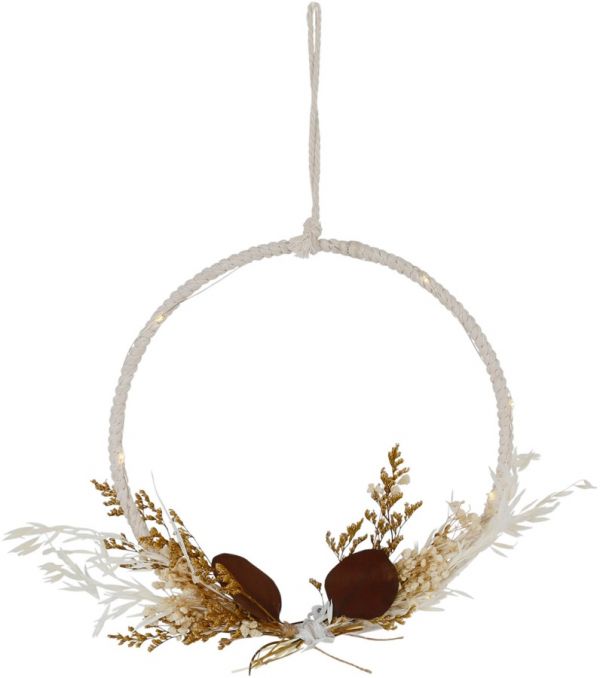 HANGING DECO 10LED FLOWER LIMONIUM BROWN D25 IRON