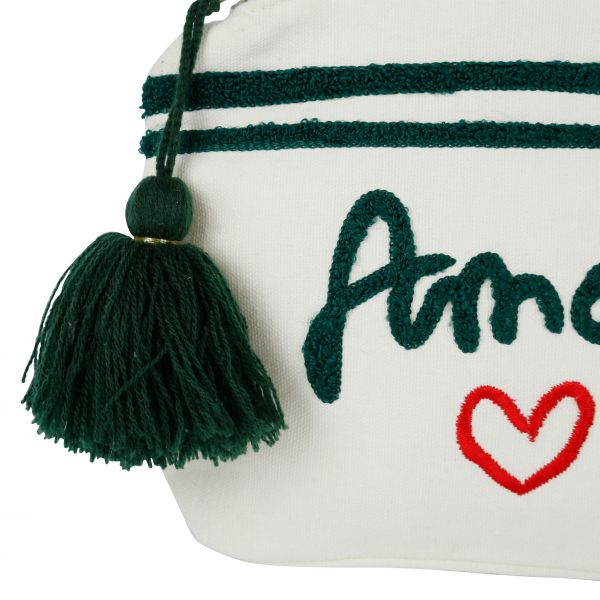 EMBROIDERED SMALL BAG AMORE OWHITE 20X15CM COTTON