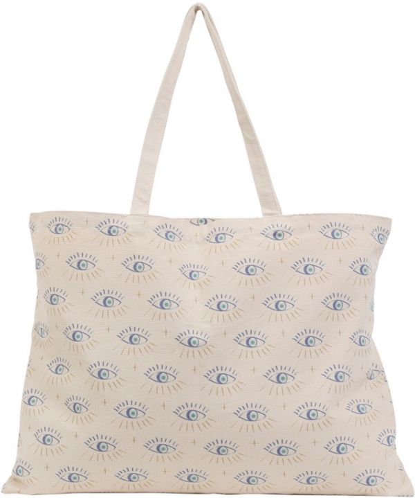 TOTE BAG VISIONNARY INDIGO+BEIGE 58X42CM COTTON