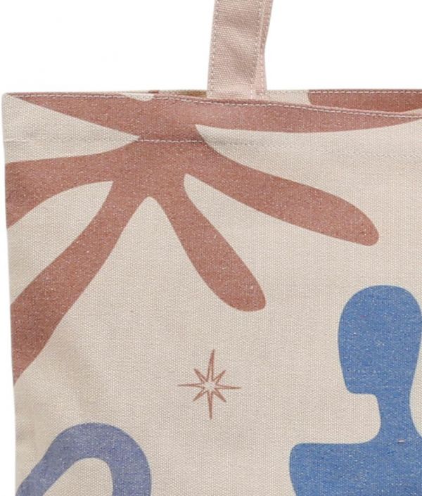 TOTE BAG VISIONNARY INDIGO+BEIGE 38X42CM COTTON