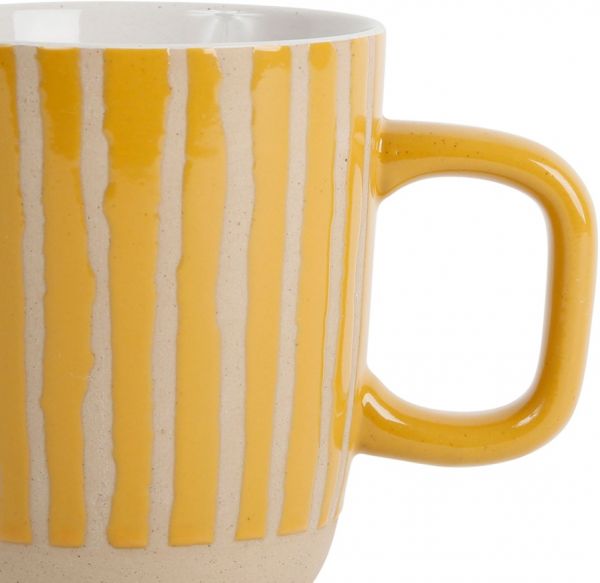 MUG X2 COURBA YELLOW+WHITE 40CL-D9XH11CM STONEWARE