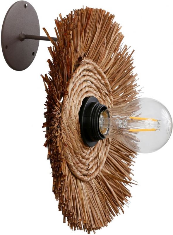 N/ELECTRIFIE WALL LAMP CUZCO DARK NAT D25X8 RAFFIA