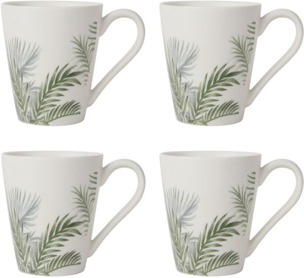 MUG X4 GIFT BOX PAPAYE GREEN+WHITE 35CL PORCELAIN