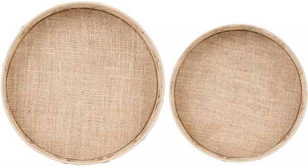 TRAY X2 CORDELINE NT D31H5.5+D26H4.5 JUTE+IRON+MDF