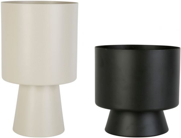 FLOWER POT X2 COURBA BEIGE+BLACK D17.5XH30-H15