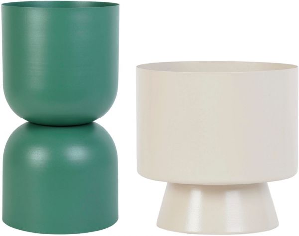 FLOWER POT X2 COURBA EMERALD+OFF WHITE D17.5XH33CM