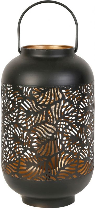 LANTERN LAMP PANELLIA BLACK+GOLD D18XH32.5CM IRON