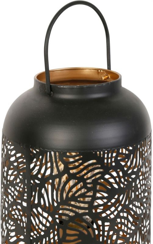 LANTERN LAMP PANELLIA BLACK+GOLD D18XH32.5CM IRON