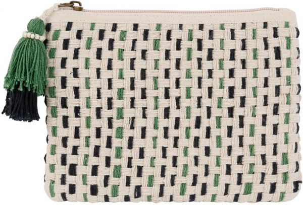 SMALL BAG COURBA OFF-WHITE+GREEN 20X15CM COTTON