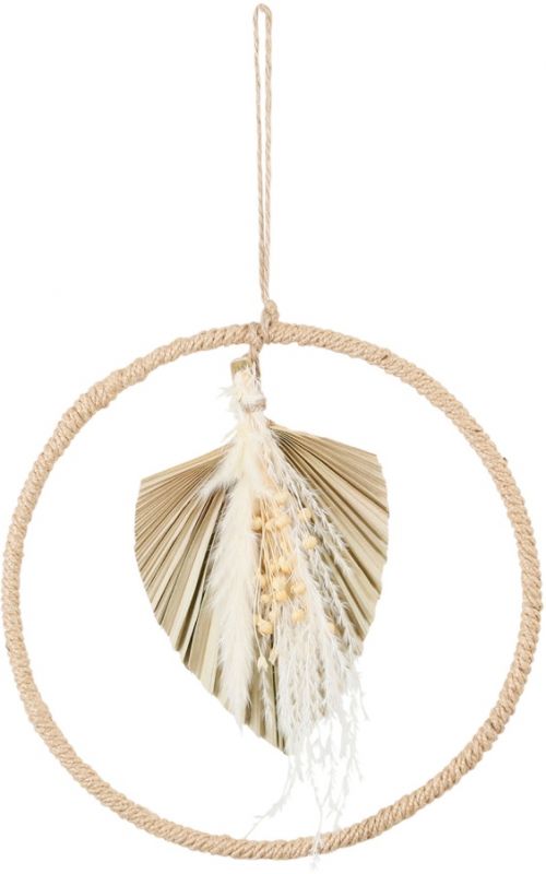 HANGING DECO PALMIER NAT D25.5 DRIED FLOWERS+JUTE