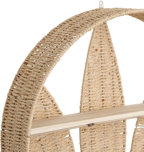 SHELF 2LV FLORALY NAT D60.5X13.5CM IRON+PAPER ROPE