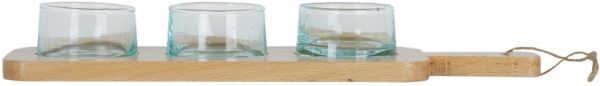 CER BOWL X3+CUTTING BOARD BORDE 32X10 GLASS+BEECH