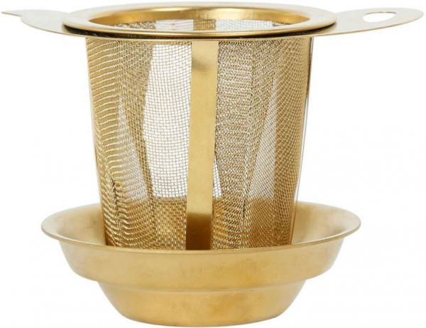 UNIVER TEA INFUSER BOX GOLD 11X6.5 STAINLESS STEEL