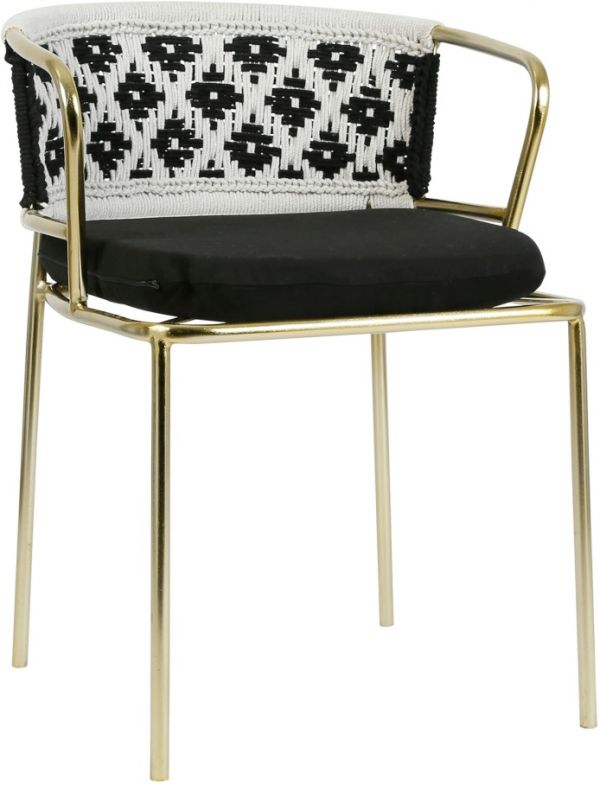 ARMCHAIR COBALT BLACK+GOLD 50X45XH75 IRON+COTTON