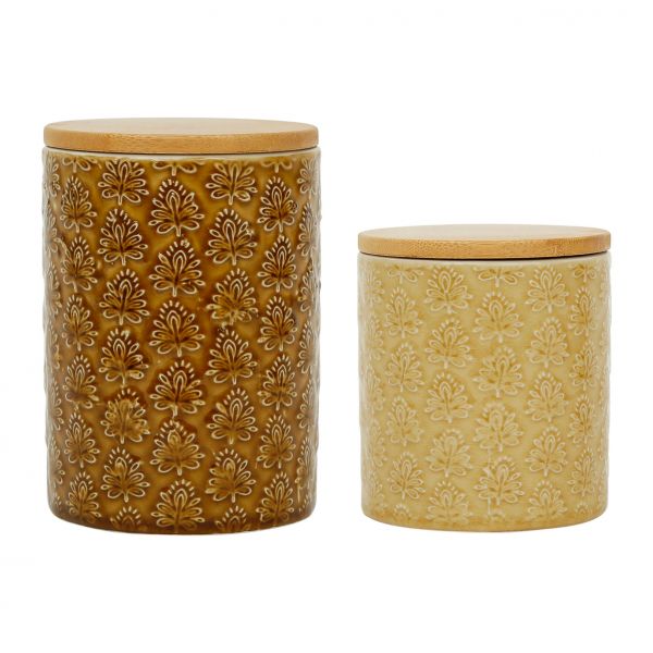 Набор из 2 банок с крышками GOLDEN коричневый, бежевый D10H13/H10 керамика, Cote Table