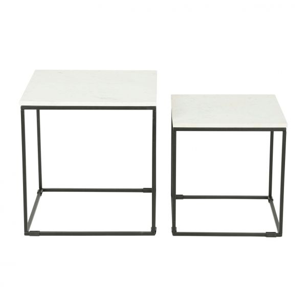 Комплект кофейных столиков 2 шт ESKELA белый, черный H50/42 мрамор, металл, Cote Table