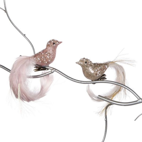 Птички розовые с цветом шампанского 18 см  в ассортименте (цена за шт) GOODWILL