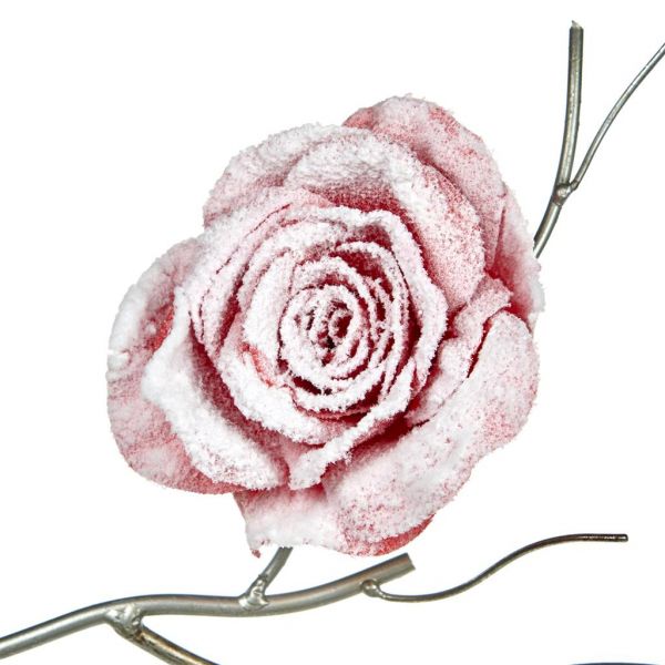 Снежная роза на клипсе 12,5 см GOODWILL
