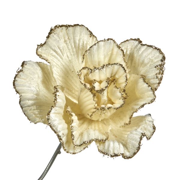 Роза на клипсе кремовый с золотом 11 см GOODWILL